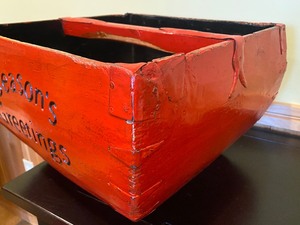 lot 169 image: Primitive Painted Handled Wooden Container