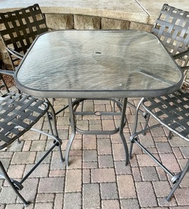 lot 277 image: Bar Height Glass Top Table with 4 Chairs