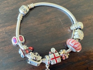 lot 445 image: Pandora Sterling Christmas Charm Bracelet