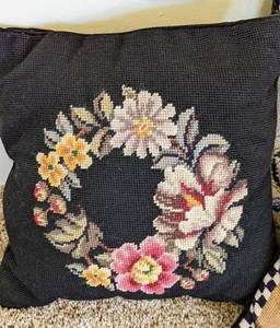 lot 313 image: Vintage Needlepoint Pillows
