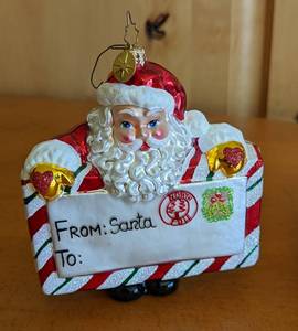 lot 348 image: Pair of Christopher Radko Santa Ornaments