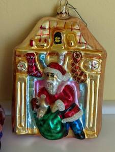 lot 360 image: Pair of Large Christopher Radko Santa Ornaments