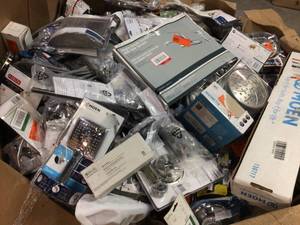 Gaylord  of assorted plumbing items such as faucets, shower heads, bath accessories and more various ,models and conditions customer returns see pictures