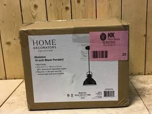 Shelston 10 in. 1-Light Black Pendant with Metal Shade by Home Decorators Collection Customer Returns See Pictures