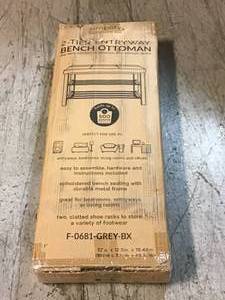 Simplify Entryway Bench with Shoe Storage in Grey - Has Damage - Review all pictures