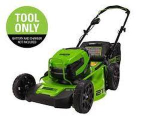 Greenworks PRO 21 in. 60V Battery Cordless Push Lawn Mower Missing Battery Open Box see Pics