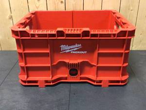 lot 7 image: Milwaukee PACKOUT 18.6 in. Tool Storage Crate Bin with Carrying Handles and 50 lbs. Weight Capacity Open box