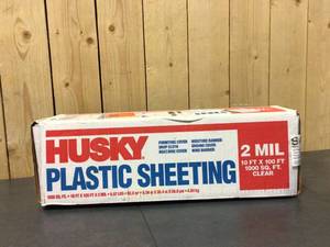 lot 11 image: Husky 10 ft. x 100 ft. Clear 2 mil. Plastic Sheeting Open box