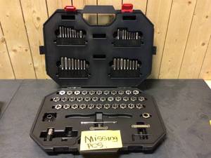 lot 28 image: Husky SAEMetric Ratcheting Tap and Die Set (77-Piece) Open box