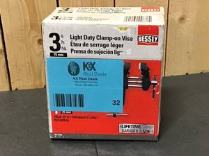 lot 32 image: BESSEY 3 in. Clamp-On Vise Open box
