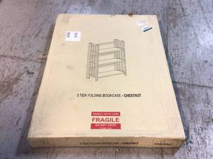 lot 71 image: Casual Home 38 in. Chestnut Wood 3-shelf Etagere Bookcase with Open Back Open box