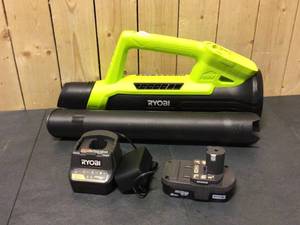 lot 84 image: RYOBI Reconditioned ONE 90 MPH 200 CFM 18V Lithium-Ion Cordless Leaf Blower - 2.0 Ah Battery and Charger Included