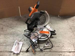 lot 104 image: RIDGID 15 Amp 10 in. Dual Bevel Miter Saw with LED Cut Line Indicator - Working Condition - Review all pictures