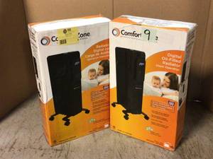 Comfort Zone 1500-Watt Electric Oil-Filled Space Heater with Digital Display - Lot of 2 - Open Box - Review all pictures