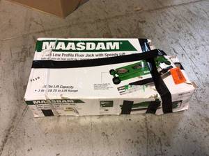 Maasdam 3-Ton Low Profile Floor Jack with Quick Lift in Green - Good Condition - Review all pictures