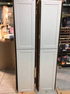 Hampton Bay Shaker Assembled 18x96x24 in. Pantry Kitchen Cabinet in Dove Gray - Good Condition - Review all pictures