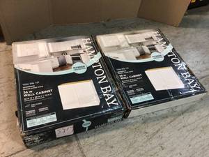 Hampton Bay Avondale Shaker Alpine White Quick Assemble Plywood 36 in Wall Kitchen Cabinet (36 in W x 30 in H x 12 in D)- Lot of 2 - Review all pictures