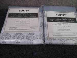 2 Fabric Shower Curtains with Rings...