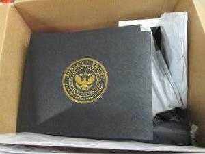 box of trump scarfs, decoration, an...