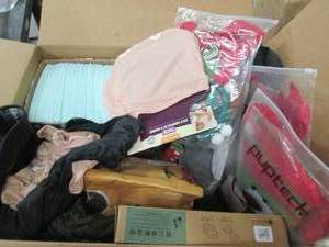 box of pet clothes , pet food and m...