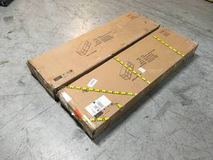 lot 14 image: Lot of Freya 58 in. White Oak TV Stand Fits TVs up to 65 in. by Meyer&Cross Customer Returns See Pictures