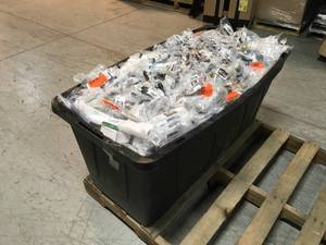 lot 24 image: Large  Lot of assorted High End Door Pulls and  Hardware overstock not used
