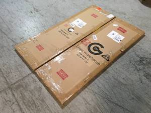 lot 44 image: Lot of 34 in. x 58 in. Frameless Glass Hinged Bathtub Door in Matte Black by Glass Warehouse Customer Returns See Pictures