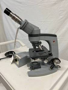 lot 15 image: American Optical Spencer Professional Binocular Microscope Includes 3 Objectives w Illuminator Base & TRANSFORMER - Excellent Working Condition