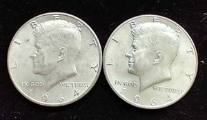 2 90% Silver Kennedy Half Dollars