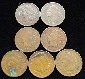 7 Indian Head Pennies