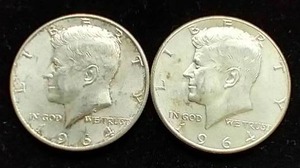 2 90% Silver Kennedy Half Dollars
