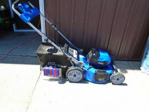 Kobalt 80 volt cordless lawn mower. Lightly used. No battery or charger. Unable to fully test. As shown.