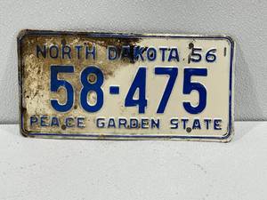 lot 58 image: 1956 North Dakota License Plate