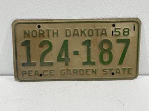 lot 59 image: 1958 North Dakota License Plate