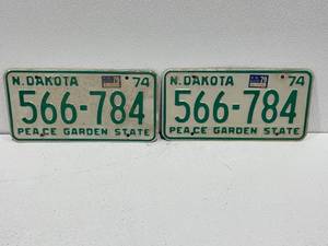 lot 62 image: 1974 North Dakota License Plates