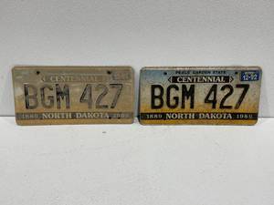 lot 63 image: North Dakota Centennial License Plates