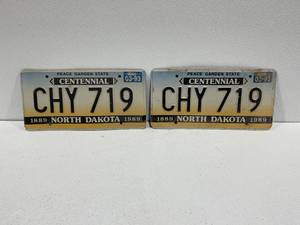 lot 64 image: North Dakota Centennial License Plates