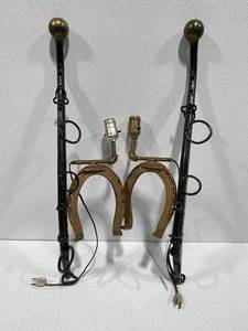 lot 78 image: Hames and Horseshoe Wall Lights