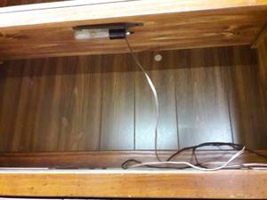 Wonderful Vintage BASSET Furniture Campaign Style Heavy Solid Wood Two-Piece 4 Drawer Dresser With Lighted Bookcase Topper Made With Timberland Pine - Minor Wear For Age - Classic Brass Drawer Pulls Past Two Lots Feature Matching Pieces