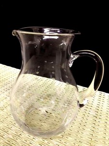 Mikasa Cheers Belly Pitcher Clear Glass Polka Dots Large Serving Vessel - Like New Condition