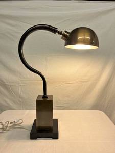 Industrial Chic Vintage High Quality Brush Bronze Dome Gooseneck Lamp - Great Working Condition