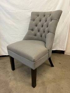MSRP $400 Skyline Imports Grey Linen Swoop Arm Accent Chair With Tufted Back - Great Condition - No Stains