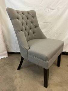 MSRP $400 Skyline Imports Grey Linen Swoop Arm Accent Chair With Tufted Back - Great Condition - No Stains