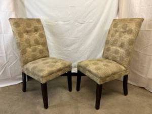 Set Of 2 Upholstered Parson Dining Side Chairs With Contemporary Pattern - Good Condition