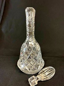 Stunning &amp Tall Cut Crystal Liquor Decanter With Handle &amp Stopper - Excellent Condtion