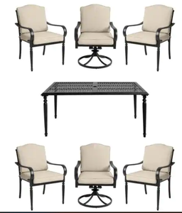 lot 7 image: Laurel Oaks 7-Piece Black Steel Outdoor Patio Dining Set