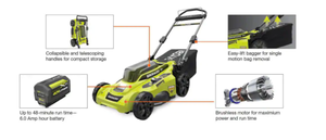 lot 31 image: RYOBI 40V Brushless 20 in. Cordless Battery Walk Behind Push Lawn Mower
