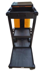 lot 20 image: Commercial YellowGrey Heavy-Duty Polyethylene Material Janitorial Cart