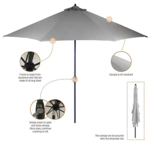 lot 38 image: Hampton Bay 10 ft. Aluminum Market Auto Tilt Patio Umbrella in Russet Confetti