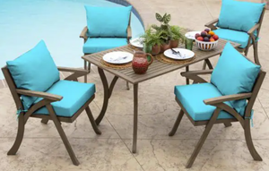 lot 34 image: 2 Sets of ARDEN SELECTIONS 21 in. x 21 in. Pool Blue Leala Outdoor Chair Cushions